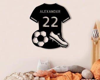 Personalized Soccer Jersey Wall Art SVG | Laser Cut Name & Number (Digital Download)