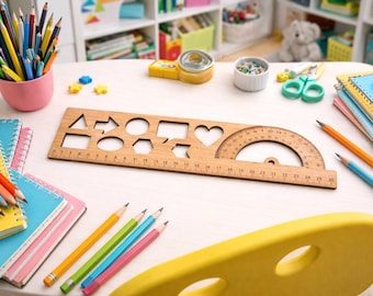 Kinder Lineal Schablone SVG | Laser Cut Geometrie Form Vorlage (Digitaler Download)