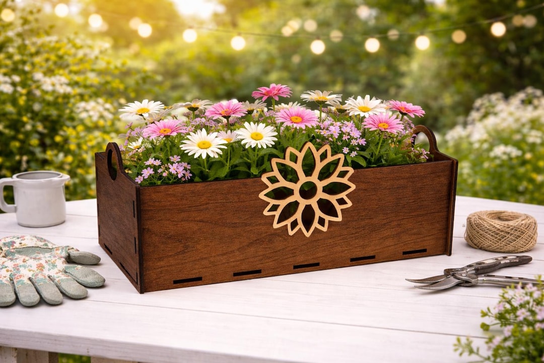 Wooden Flower Planter Box SVG | Laser Cut Garden Decor (digital ...