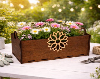 Wooden Flower Planter Box SVG | Laser Cut Garden Decor (Digital Download)