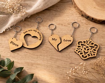 Wooden Keychain SVG Bundle | Laser Cut Love Heart Designs (Digital Download)