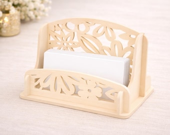 Floral Business Card Holder SVG, Laser Cut Plywood Desk Organizer (Digital Download)