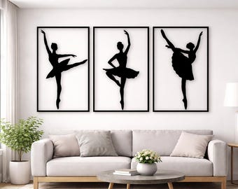 Ballerina Triptych Wall Art SVG | Ballet Dancer Silhouettes (Digital Download)