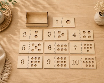 Montessori Number Puzzle SVG 3mm | Wooden Educational Toy | Kids Learning Numbers | Math Matching Game | Preschool Puzzle