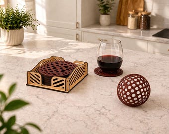 Coaster Holder SVG | Laser Cut Plywood Coaster Set Organizer (Digital Download)