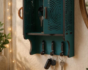 Key Holder Cabinet SVG | Laser Cut File for 6mm Wood, Entryway Organizer (Digital Download)