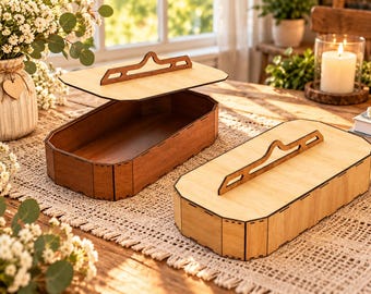 Wooden Box SVG | Laser Cut Storage Box | Decorative Lid Box Template | 3mm Plywood SVG