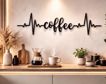 Coffee Heartbeat Wall Art | EKG Coffee Sign, Laser Cut File (Digital Download)