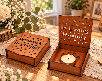 In Loving Memory SVG | Memorial Candle Box SVG | Remembrance Gift Laser Cut File | 3mm Plywood