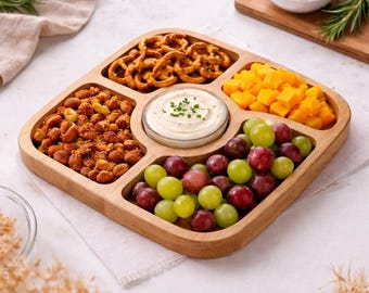 Square Snack Tray SVG | Compartment Serving Tray | Laser Cut Charcuterie Board