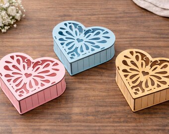 Heart Gift Box SVG | Laser Cut Plywood Flower Box (Digital Download)