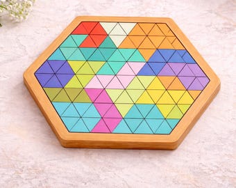 Hexagon Puzzle Board SVG, Geometric Laser Cut Toy, Educational Montessori Game (SVG File)