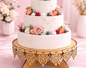 Round Plywood Cake Stand SVG | Laser Cut Dessert Display (Digital Download)