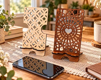 Phone Stand SVG | Laser Cut Phone Holder | Wooden Smartphone Stand | 3mm Plywood SVG