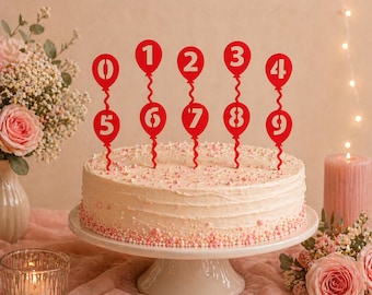 Balloon Number Cake Topper SVG Bundle – Birthday Party Decor (Digital Download)
