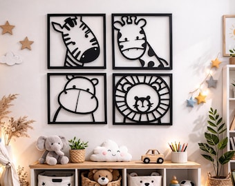 Safari Animals SVG Wall Art Set | Nursery Decor, Laser Cut File (Digital Download)