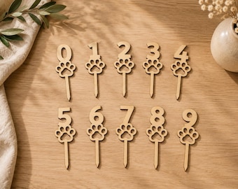 Dog Number Cake Topper SVG Bundle | Puppy Birthday Topper Set | Paw Print Cake Decoration | Laser Cut SVG Files