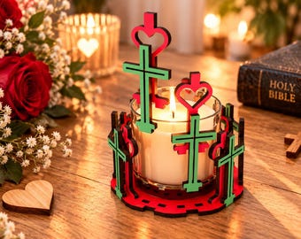 Cross Candle Holder SVG | Christian Laser Cut Decor | Faith Tealight Holder | 3mm Plywood SVG