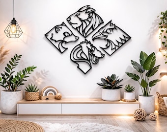Geometric Animal Wall Art SVG | Lion Wolf Eagle Horse (Digital Download)