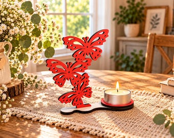 Butterfly Candle Holder SVG | Laser Cut Butterfly Tealight Stand | 3mm Plywood Decor