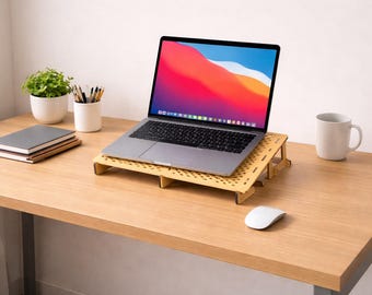 Wooden Laptop Stand SVG | Ergonomic Laser Cut Desk Holder (Digital Download)
