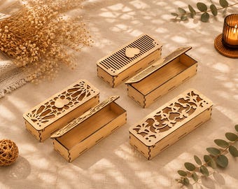 Jewelry Gift Box SVG Bundle 3mm | Laser Cut Wooden Box Set | Decorative Keepsake Boxes | Sliding Lid Gift Box Files