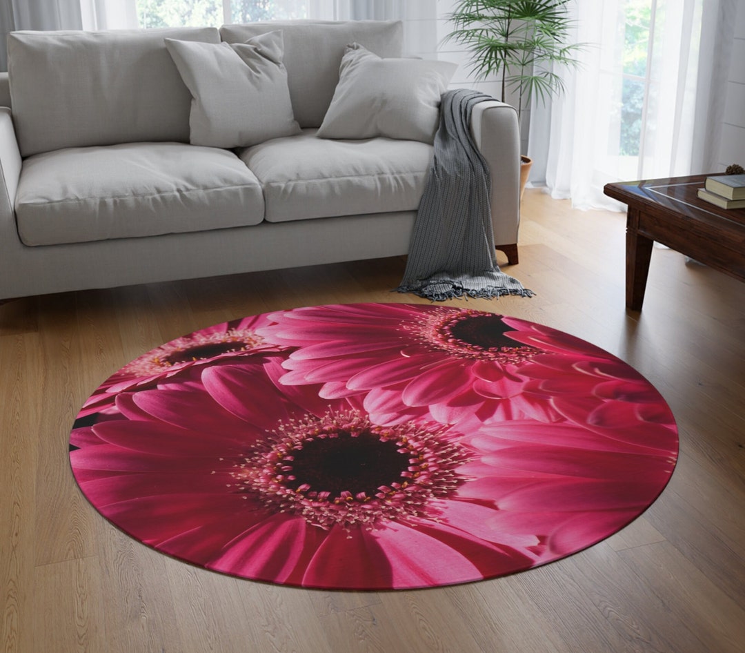 Cheerful Cottage Rug Pink Gerbera Daisies 60