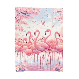Cozy Pink Flamingo Plush Blanket, Soft Throw Blanket for Home Decor, Nursery Blanket, Beach Home Decor, Tropical Vibes, Unique Gift Her image 4