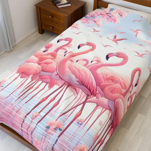 Cozy Pink Flamingo Plush Blanket, Soft Throw Blanket for Home Decor, Nursery Blanket, Beach Home Decor, Tropical Vibes, Unique Gift Her image 1