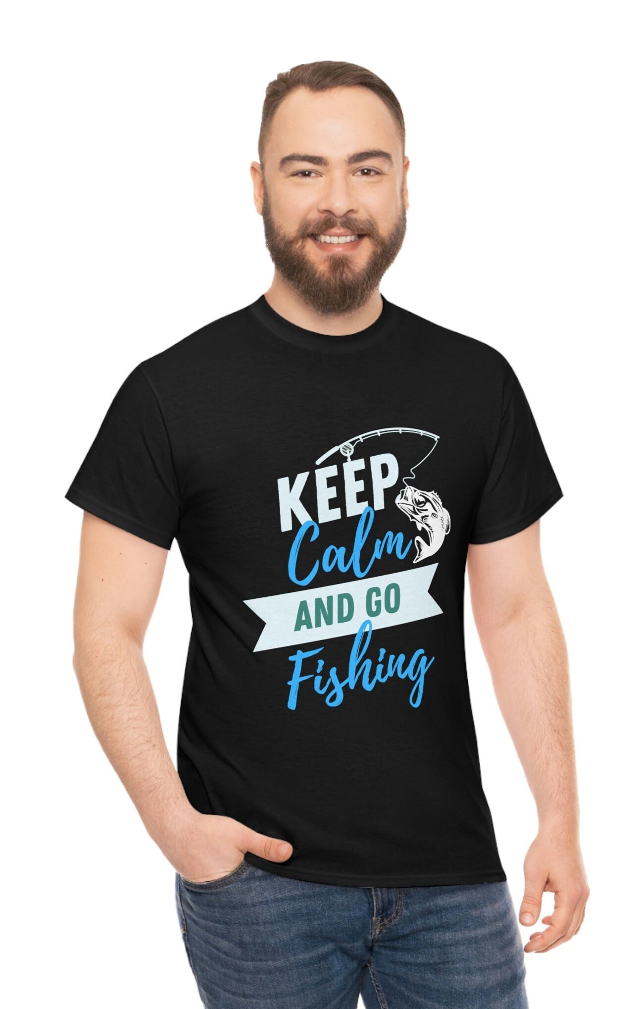 Funny Fishing T Shirt, Keep Calm and Go Fishing T Shirt, Sarcastic Bass Fishing  Tee, Hilarious Fisherman Apparel, Fun Unique Gift Him or Her 