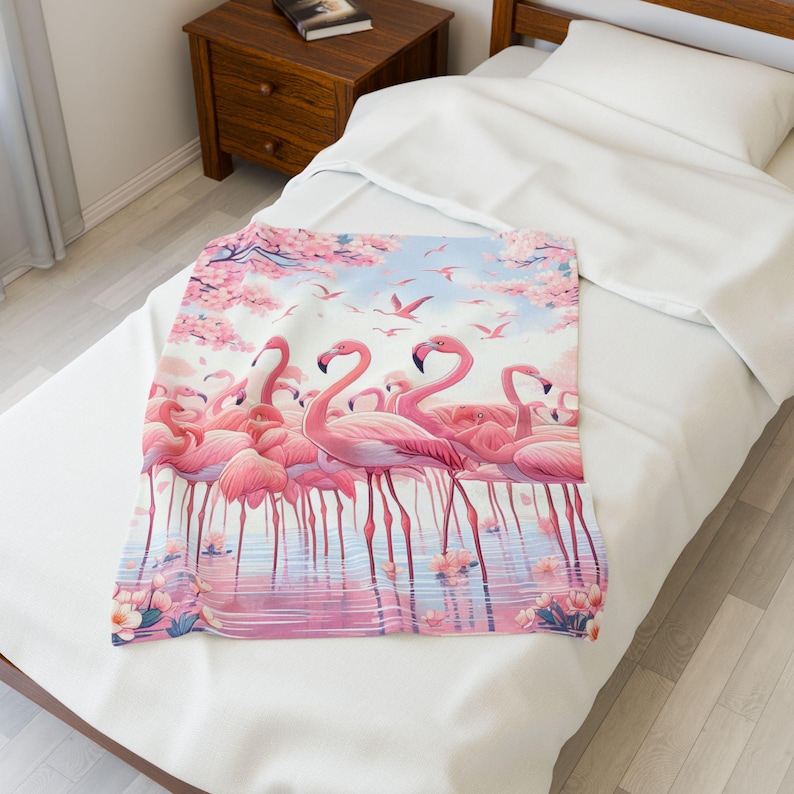 Cozy Pink Flamingo Plush Blanket, Soft Throw Blanket for Home Decor, Nursery Blanket, Beach Home Decor, Tropical Vibes, Unique Gift Her image 6