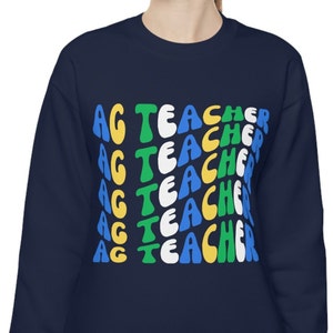 Cool AG Teacher Sweatshirt, Ag Teacher Ag Teacher Repeat Wavy Retro Design Shirt,  Agriculture Educator Top, Ag Ed Apparel, Fun Unique Gift.