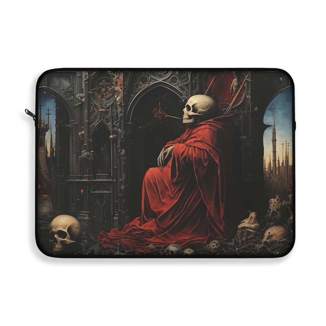 Gothic Skull Bishop Laptop Sleeve, Dark Victorian Cathedral Computer ...