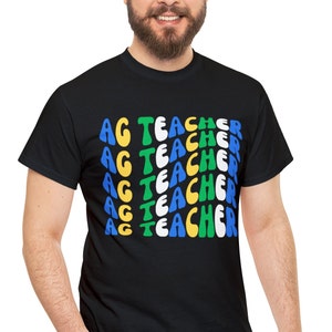 Cool AG Teacher T Shirt, Ag Teacher Ag Teacher Repeat Retro Wavy Design T-Shirt, Agriculture Educator Tee, Ag Ed Apparel, Unique Gift Him.