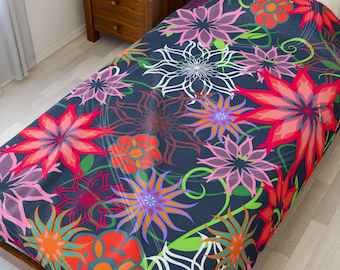 Velveteen Plush Blanket, Colorful Floral Throw Blanket, Soft Cozy Bedding, Floral Home Decor, Flower Pattern Couch Lab Throw, Unique Gift
