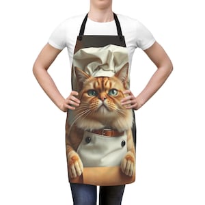 Funny Grumpy Cat Chef Apron, Cute Cooking Gift for Cat Lovers, Funny Kitchen Accessory, Pet Lover Apron, Baking Gift, Funny Cooking Gift