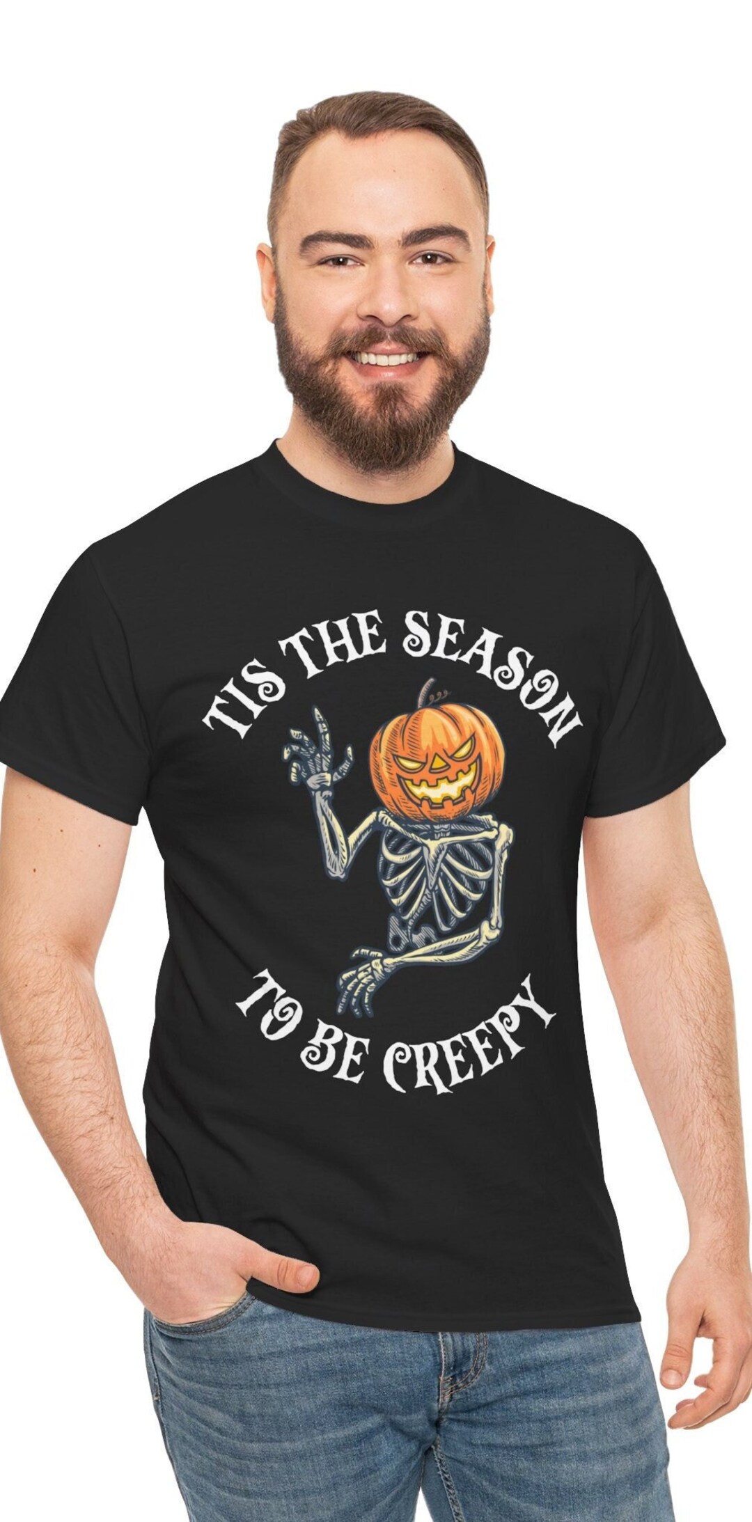 Spooky Halloween T Shirt, Tis the Season to Be Creepy Skeleton T-shirt ...