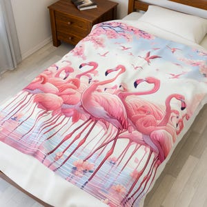 Cozy Pink Flamingo Plush Blanket, Soft Throw Blanket for Home Decor, Nursery Blanket, Beach Home Decor, Tropical Vibes, Unique Gift Her image 7