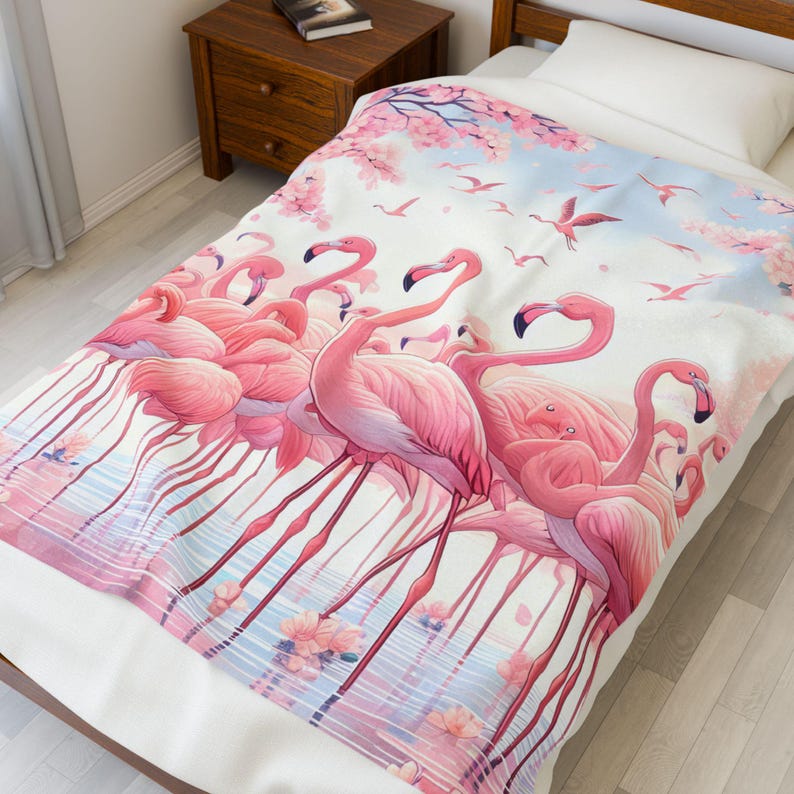 Cozy Pink Flamingo Plush Blanket, Soft Throw Blanket for Home Decor, Nursery Blanket, Beach Home Decor, Tropical Vibes, Unique Gift Her image 7