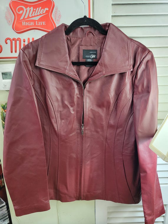 East 6th maroon women's authentic genuine leather jacket biker