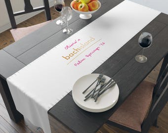 Bach Island Custom Table Runner - Tropical Bachelorette Party Decor - Casa Amor Theme Table Scape - Personalized Bride Tribe Villa Supplies