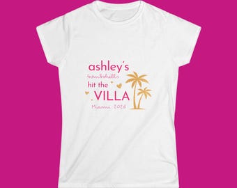 Personalized Bach Island Fitted Tee Shirt | Bachelorette Short Sleeve | Custom Casa Name T-Shirt | Bride's Bombshells Hit the Villa