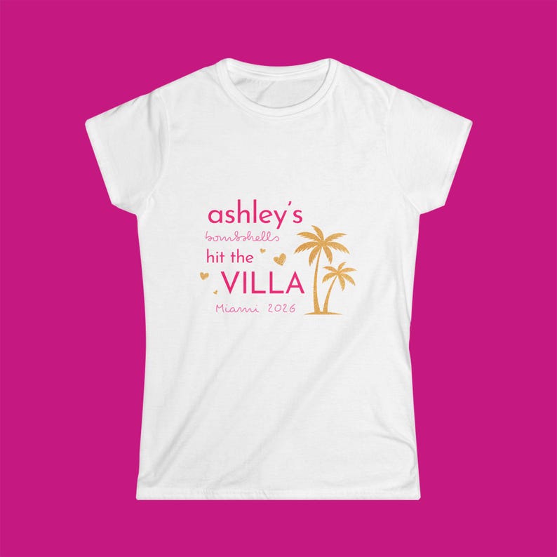 Personalized Bach Island Fitted Tee Shirt | Bachelorette Short Sleeve | Custom Casa Name T-Shirt | Bride's Bombshells Hit the Villa image 1