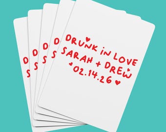 Personalized Drunk in Love Playing Cards | Custom Bachelorette Card Game Deck | Custom Name, Location and Date for Bach Party Favor