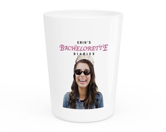 Bachelorette Diaries Shot Glass, Custom Bride Photo Shot Glass, Funny Bachelorette Party Favors, Personalized Bride Gift, Retro Barware