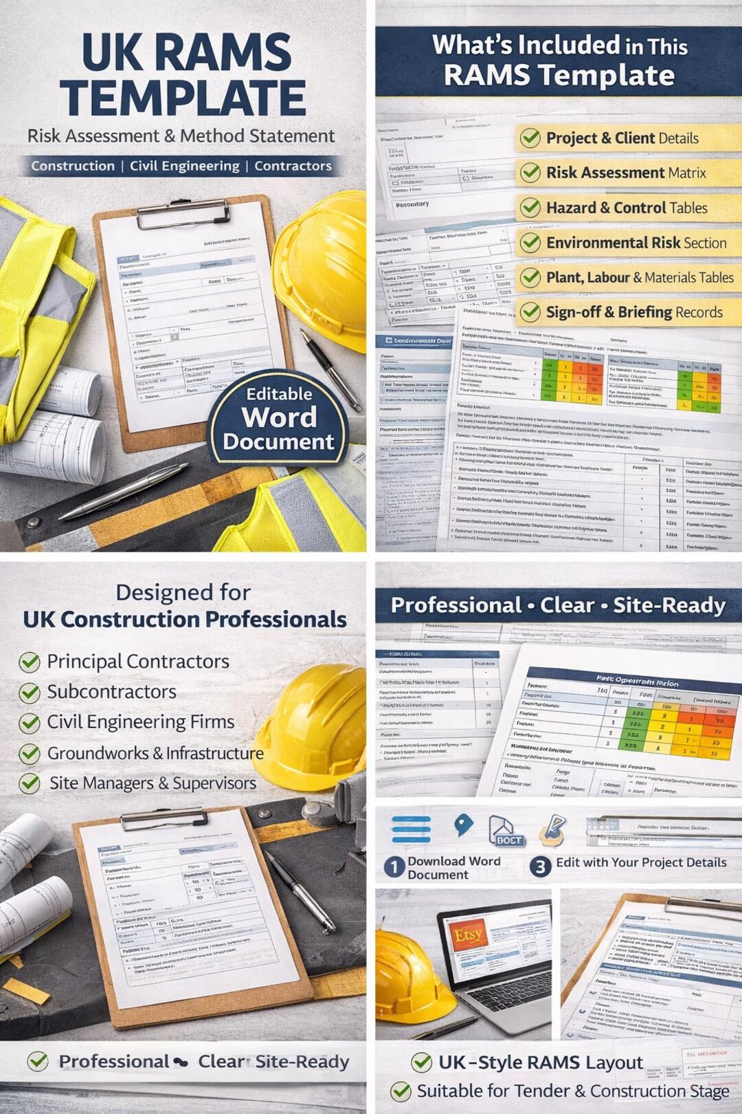 Rams Template.pdf RAMS Template UK V2, Editable Risk Assessment - Method Statement ...