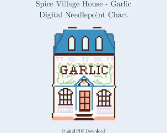 Knoblauch Gewürz Dorfhaus Nadelstichmuster Vorlage | Sammlerstück Häuschen PDF | Sofort Download