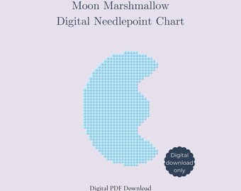 Lucky Charms Needlepoint Pattern – Blue Moon Mini Design | Beginner Chart | Digital PDF Download