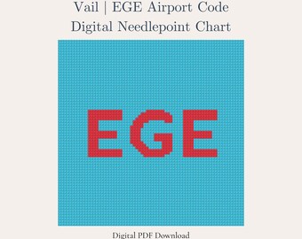 Vail Needlepoint Pattern – EGE Airport Code | Ski Souvenir | Beginner Digital PDF