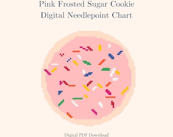Pink Frosted Sugar Cookie Needlepoint Pattern | Instant Download PDF